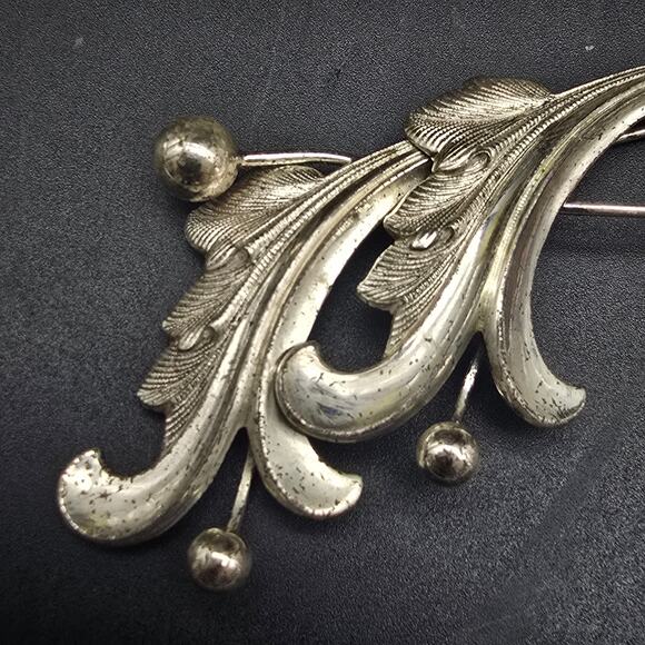 Forstner Sterling Weeping Flower Leaf Brooch Vintage Jewelry - Picture 3 of 7
